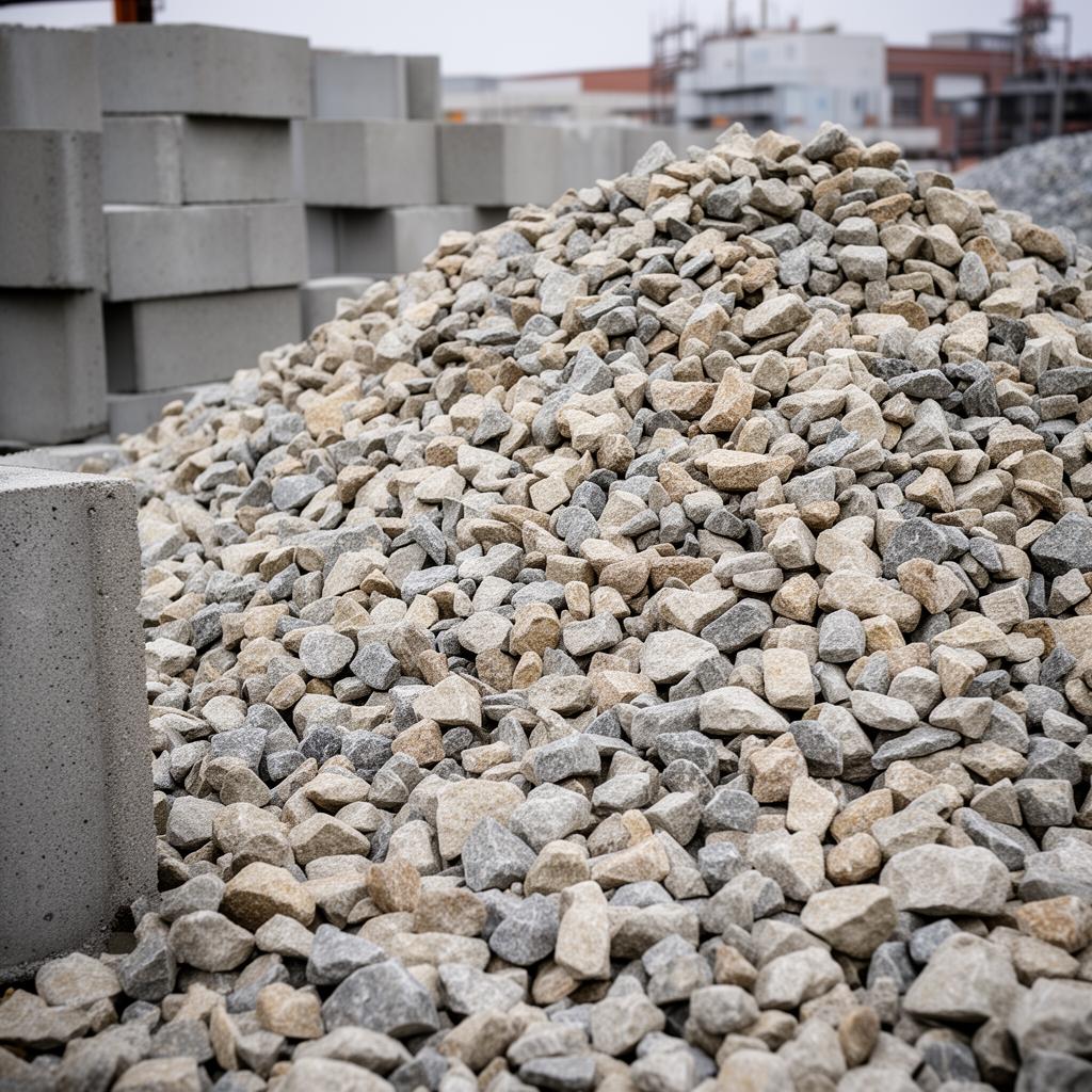 Stenmaterial och betongblock